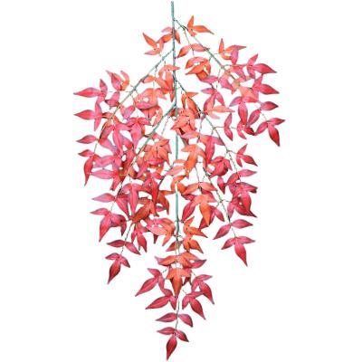 China Beautiful Colorful Hot selling 49.2 inches Long branch Autumn Red Leaves Nandina Silk Outdoor decoration Garden decoration ROSE wedding Window for sale