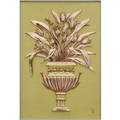 China Cheap Price Art Craft Copper Decor Bronze Flower Relief Wall Sculpture Statue From Europe for sale