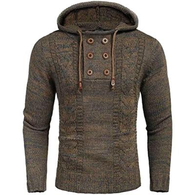 China Anti-wrinkle Men's Knitted Hoodies Pullover Casual Long Sleeve Turtleneck Sweaters for sale