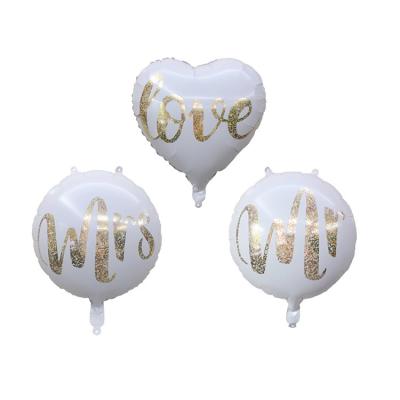 China Wholesale 18 Inch Mr Mrs Love Round Wedding Decoration Foil Balloons For Valentine's Day Wedding Party Home Decoration for sale