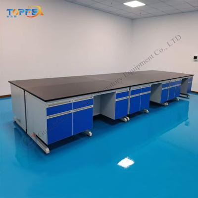 China Número personalizado de caixotes e alças Banco de laboratório de ilha de aço para laboratórios educacionais à venda