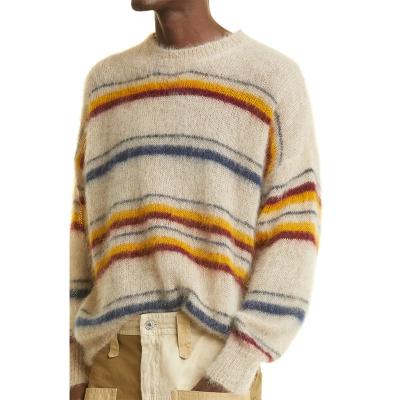 China custom pullover Jumper Crewneck Sweaters Fuzzy Knitted Men Designer Clothing Knitwear Sweaters Anti-wrinkle mohair stripe for sale