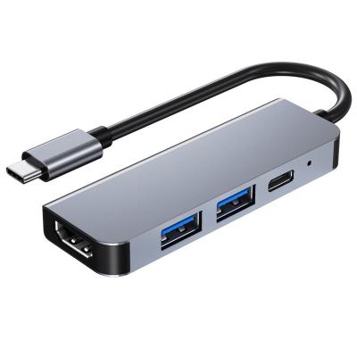 China High Speed USB3.0 5Gbps USB C HUB 4 IN 1 4K USB3.0 TF SD Card Reader 1PD Charger for Macbook and Type C Devices for sale