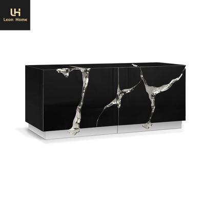 China Fine Quality Factory Grade Inside Long Antique MDF Sideboard Cabinet With Stainless Steel Base for sale