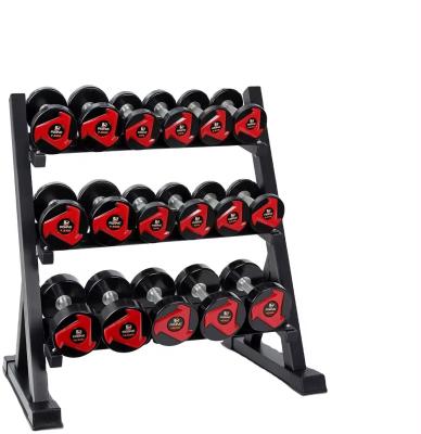 China Three Layer Commercial Fitness Equipment Dumbbell Rack Metal Set For Strength Training for sale