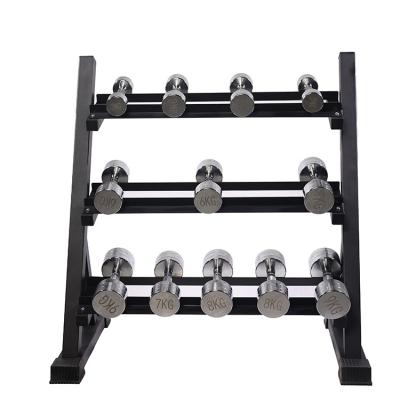 China Gym Equipment Commercial Fitness Free Weight Rack Dumbbell Rack 3 Tier for sale
