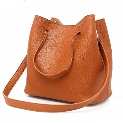 China Fashion Women PU Leather Cheap Patter Lychee Waterproof Four Piece Single-shoulder Bag Tote Handbag for sale