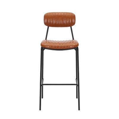 China Contemporary Dining Chairs Modern Minimalistic Furniture Synthetic Bar Stool Nordic Leather Upholstered Kitchen Bar for sale