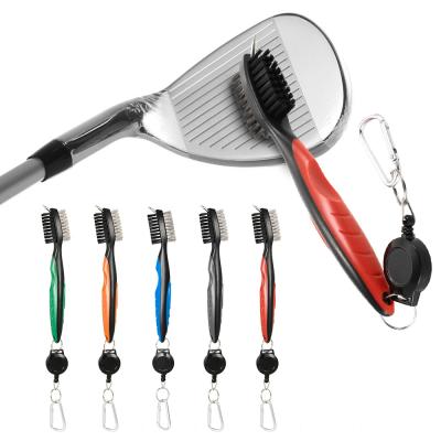 China Colorful Multifunctional Golf Tool 2 Sided Golf Club Golf Club Cleaning Brush With Pad for sale