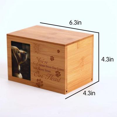 China Viable OEM Customized Cats Logo Wooden Pet Caskets and Wholesale Bamboo Wooden Urns Pet Urn for sale