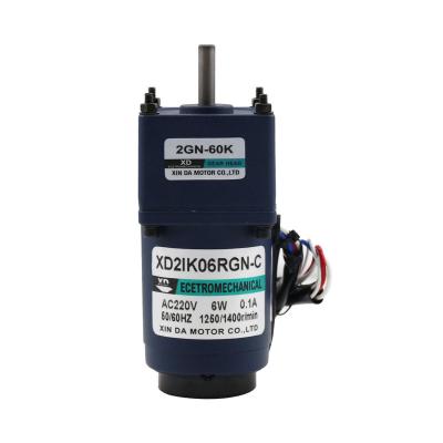 China Xinda AC Speed Reduction Motor 220V 6W Large Torque One Way Micro Low Speed Motor Adjustable XD-2IK06RGN-C Forward And Reverse XD-2IK06RGN-C for sale