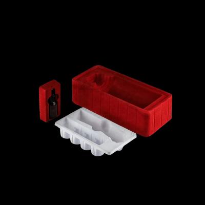 China Customized disposable PP pet PVC PS flocking plastic black/white plastic blister tray for food cosmetics for sale