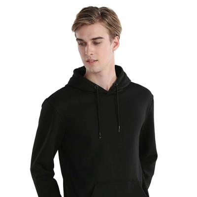 China Anti-wrinkle black outer 100% cotton and inner 100% polyester plus size men's hoodies and sweatshirts for sale