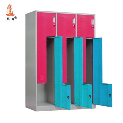 China Sports Locker Room/Gym/Fitness Center/Sports Center Clothing Storage Six Type Metal Locker Fitness Center 6 Door Person Multi Compartment Z Cabinet for sale