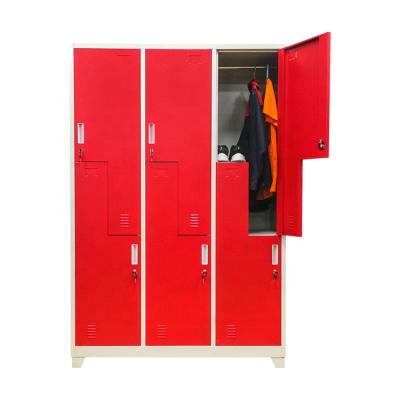 China School Z Form 6 Door Steel Almari Metal Wardrobe Storage Locker For Sale for sale