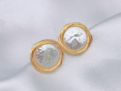 China Natural Pearl Necklaces Charmming Korean Fashion Pearl Earrings For Women Hoop Round Earring Jewelry for sale
