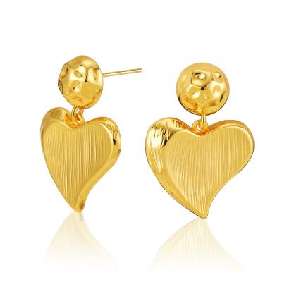 China New fashion and texture dangle earrings for women gold drop 18K gold filled small simple delicate hypoallergenic stud ear jewelry for sale