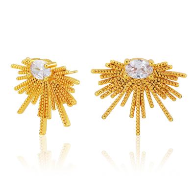China Fashion and Texture Gold Stud 18K Gold Filled Small Simple Delicate Hypoallergenic Stud Earring Fireworks Style Zircon Earrings For Women Jewelry for sale