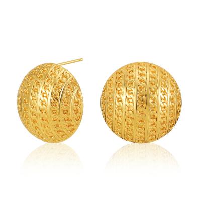 China Fashion And Texture Fashion Circle Earrings For Women Half Open Gold Stud 18K Gold Filled Simple Delicate Hypoallergenic Illusion Ear Jewelry for sale