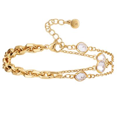 China Fashion and Texture Gold Chain Bracelet 18K Gold Filled Boho Simple Luxury Zircon Cuff Delicate Handmade Jewelry For Jewelry for sale