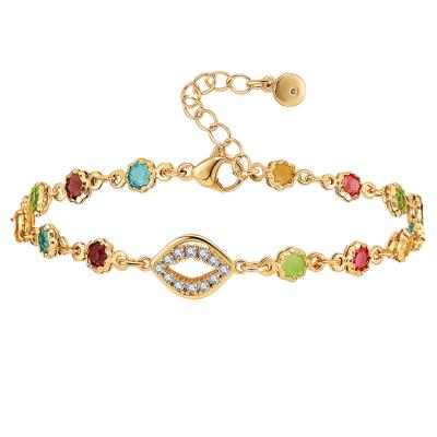 China Fashion and Texture Women Gold Chain Bracelet 18K Gold Filled Boho Vintage Color Luxury Zircon Delicate Handmade Jewelry Gem Bangles for sale