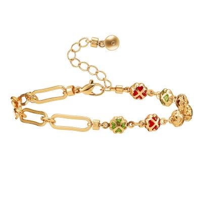 China Fashion And Texture Women Gold Chain Bracelet Brass Plated 18K Gold Filled Delicate Boho Color Luxury Mixed Zircon Cuff Handmade Jewelry for sale
