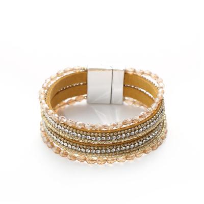 China Fashion jewelry Diamond Bracelet Handmade Beaded Multilayer high quality Crystal Bracelet For Women of fashion and texture for sale