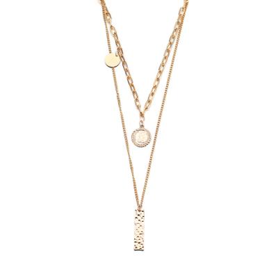 China Lady Jewelry Gift Party geometric multilayer gold plated body chain necklace simple design fashion and texture newcomer fashion for sale