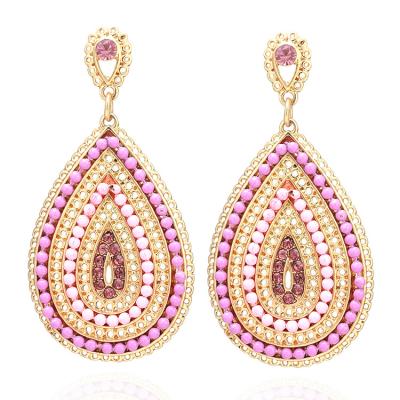 China Fashion And Texture Boho Ethnic Earrings Mixed To Color Exquisite Handmade Drop Shaped Gemstone Beads Dangle Ear Stud For Women Jewelry for sale