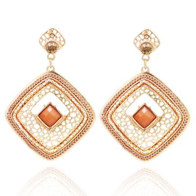 China Hot Selling Fashion And Texture Jewelry Boho Ethnic Earrings Chains Gemstone Accessories Dangle Handmade Exquisite Ear Stud For Women for sale