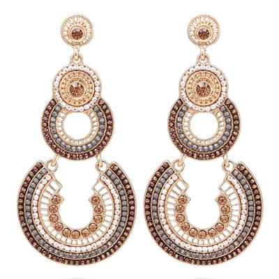 China Fashion and Texture Fine Style Bohemian Ethnic Earrings Mixed Color Beads Accessories Exquisite Handmade Gemstone Stud Earring for Women Jewelry for sale
