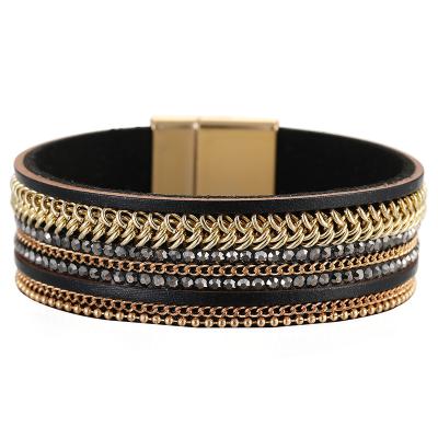 China 2022 New Fashion and Fashion Jewelry Texture Boho Ethnic Leather Bracelets Handmade Wrap Cuff For Women Friendship Bracelet for sale