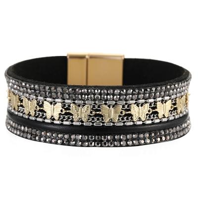 China 2022 New Bohemia Fashion And Texture Jewelry Butterfly Bracelets Ethnic Leather Chain Accessories Handmade Wrap Cuff For Women Friendship Bracelet for sale