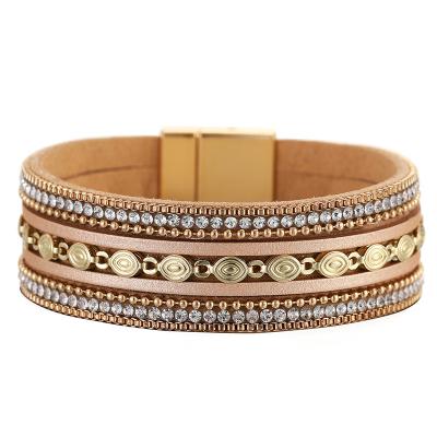 China 2022 New Fashion Bohemian Texture Handmade Wrap Cuff Ethnic Jewelry Leather Bracelets For Women Friendship Bracelet for sale