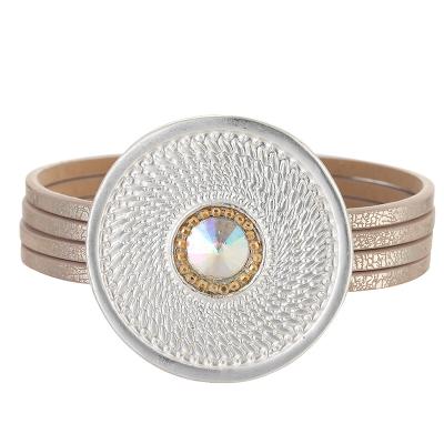 China Ethnic Leather Bracelets Crystal Accessories Handmade Wrap Cuff 2022 New Fashion And Texture Bohemia Jewelry For Women Friendship Bracelet for sale