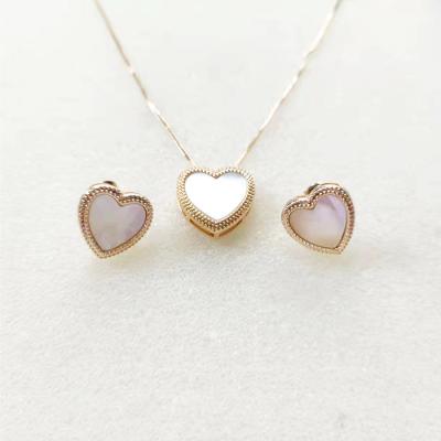 China FASHIONABLE hot design l Elegant gold plated shell fashion double layer heart-shaped jewelry set luxury jewelry sets for sale