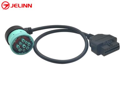Cina Femmina verde ad angolo retto di J1939 Deutsch 9-Pin a J1962 OBD2 16 Pin Female Cable in vendita