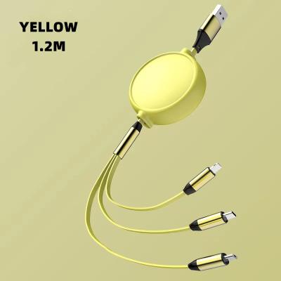 China Wholesale Multi Function Data Transfer Cable Strip USB Cable 3 in1 Retractable USB Data Cable Fast Speed 1.2M Portable Charging Cable For iPhoneX XIAOMI HUAWEI for sale