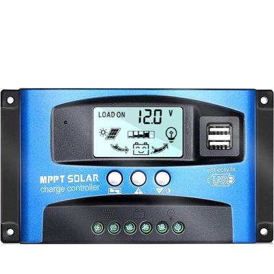 China Charger Controller Solar MPPT 100A 60A 40A Charge Controller Dual USB LCD Display 12V 24V Solar Cell Panel Charger Regulator with Load for sale