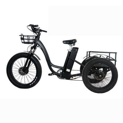 China Aluminum Alloy 24 Inch Fat Tire 7 Speed Lithium Battery Variable Speed Electric Bicycle With Three Wheel for sale