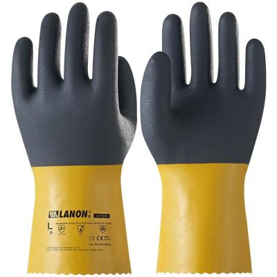 China Industrial Work Non Slip Silicone Free Latex Free Gloves Oil Proof PVC Resistant Chemical Resistant Gloves for sale