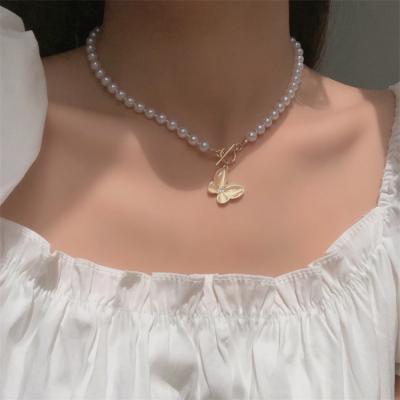 China VKME High Quality New Arrival Baroque Pearl Necklace For Women Gold Plated Choker Butterfly Pendants Bead Necklace Women Jewelry for sale
