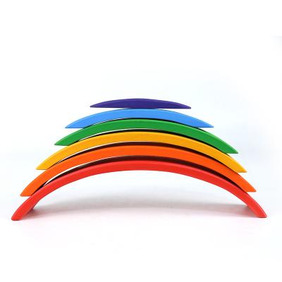 China HOT SALE Educational Montessori Educational Toy Wooden Count Rainbow Early Building Block Children DIY Wooden Toys for sale