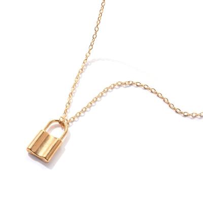 China Hiphop Amazon Minimalist 14K Gold Plated Padlock Necklace For Women for sale