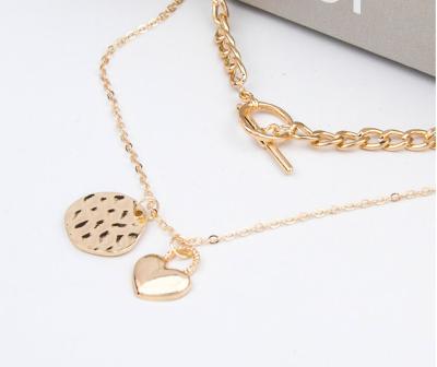 China European and American heart lock joker metal fashion double romantic choker necklace for sale