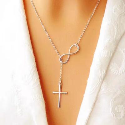 China FASHIONABLE Silver Charm Cross Infinity Pendant Women's Jewelry Silver Necklace Gift for sale