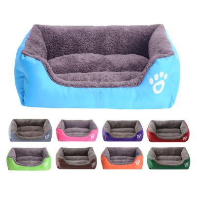 China Square Dog Plush Pet Travel Footprint Soft Comfortable Fluffy Pet Bed Square Bed Various Colors for sale