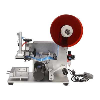China Semi Automatic High Speed Adhesive Plastic Bottle Labeler Flat Sticker Bottle Cans Barcode Top Food Table Labeling Machine for sale