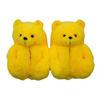 China Fashion Trend Plush Lovely Quick Shipping Kids Toddler Fur Hairy Slides Size Teddy Bear Slipper Comfortable House Slippers Woman Adult Girls for sale