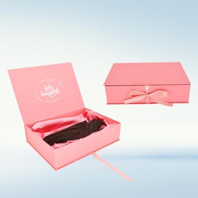 China Factory Recyclable Custom Ribbon Book Shape Gift Package Box For Wig Cloth Insert for sale
